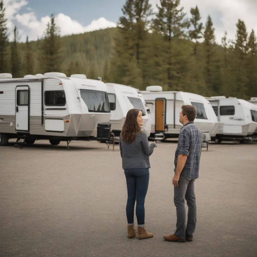 Couple Choosing Travel Trailer