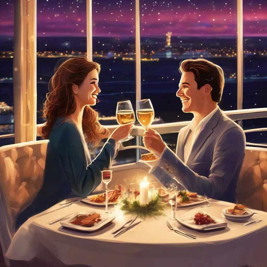 Couple Enjoying Cruise Dinner