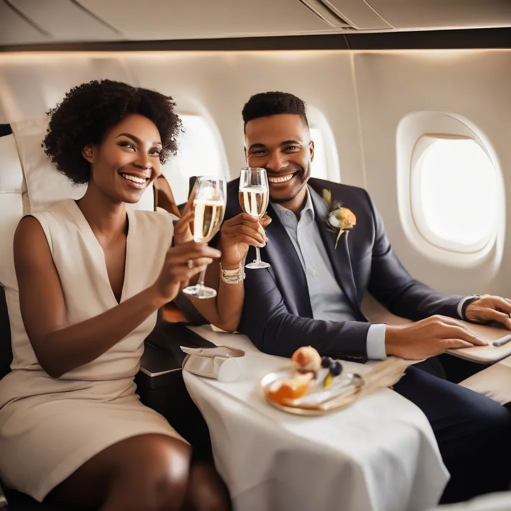 Couple Relaxing in Airplane Seats