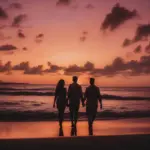 Couple Enjoying Sunset on Tropical Beach