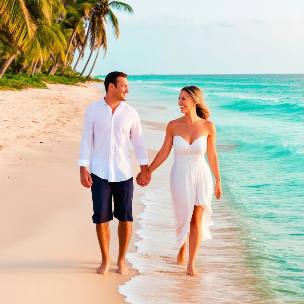 couple enjoying their vacation at the beach