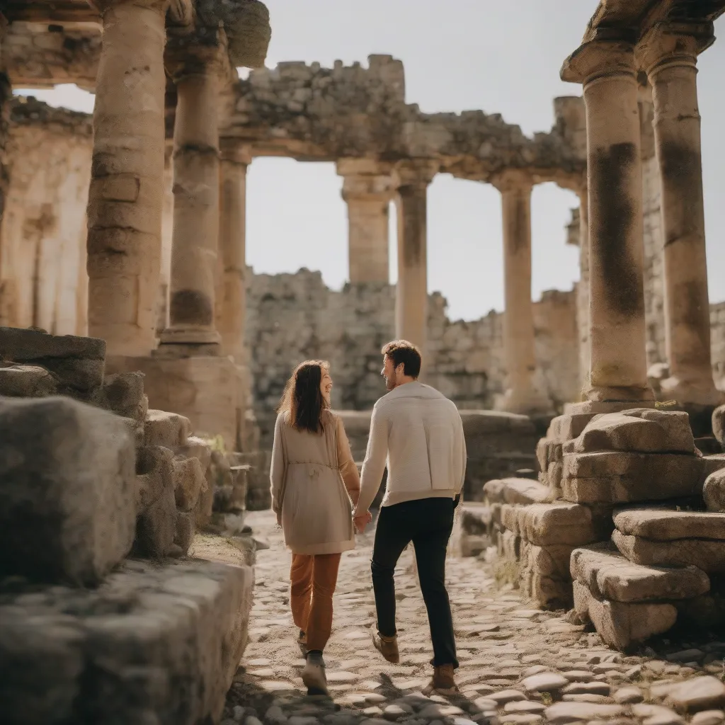 Couple Exploring Ancient Ruins