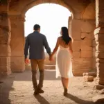 Couple Exploring Ancient Ruins