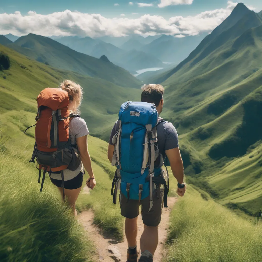 Couple Hiking on Mountain Range