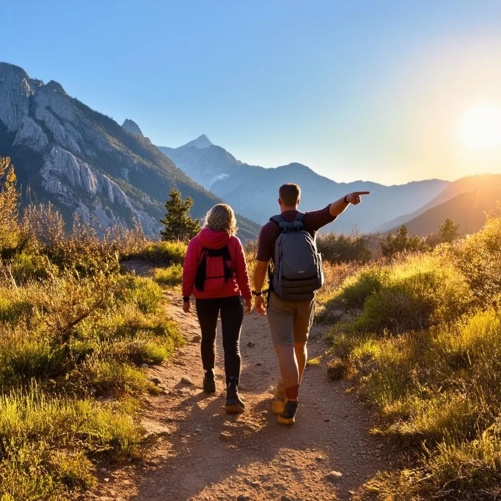 Couple Hiking in a Mountainous Region