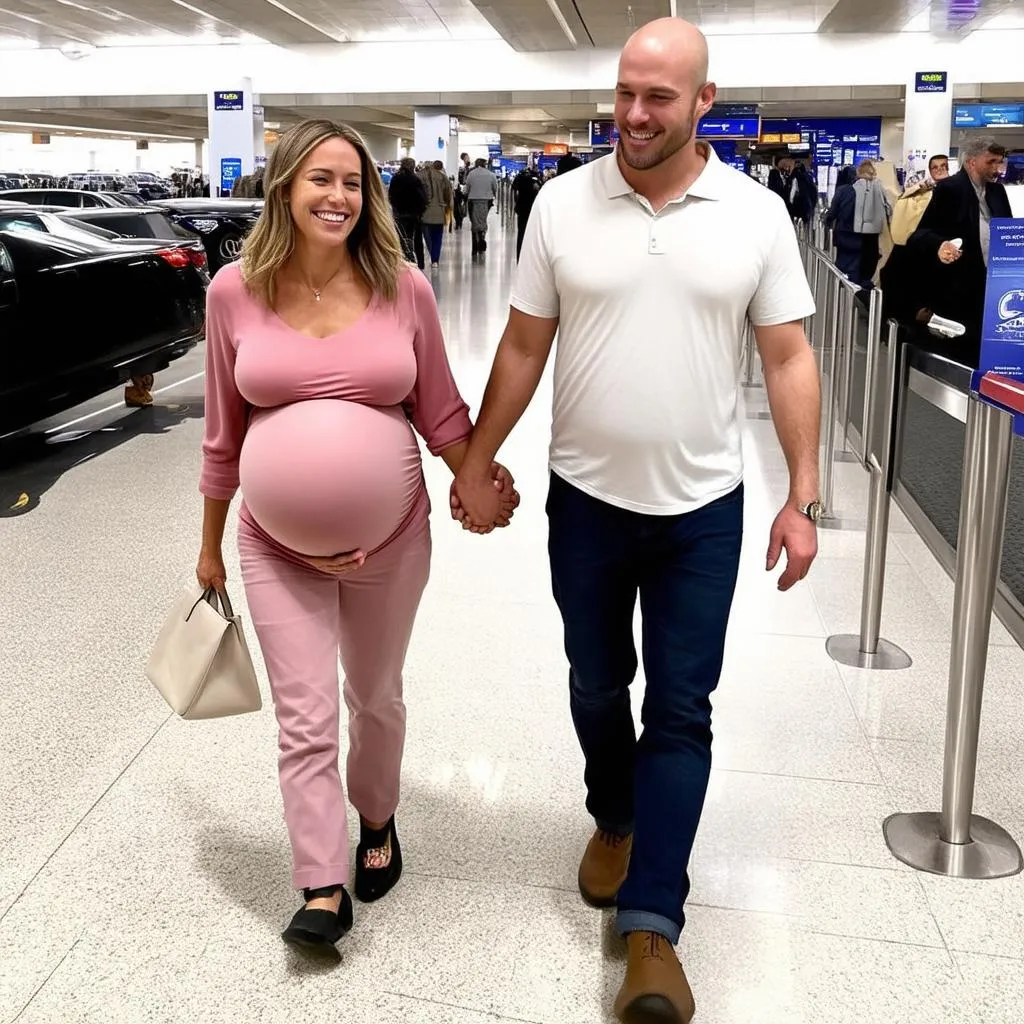 Couple Holding Hands at Airport