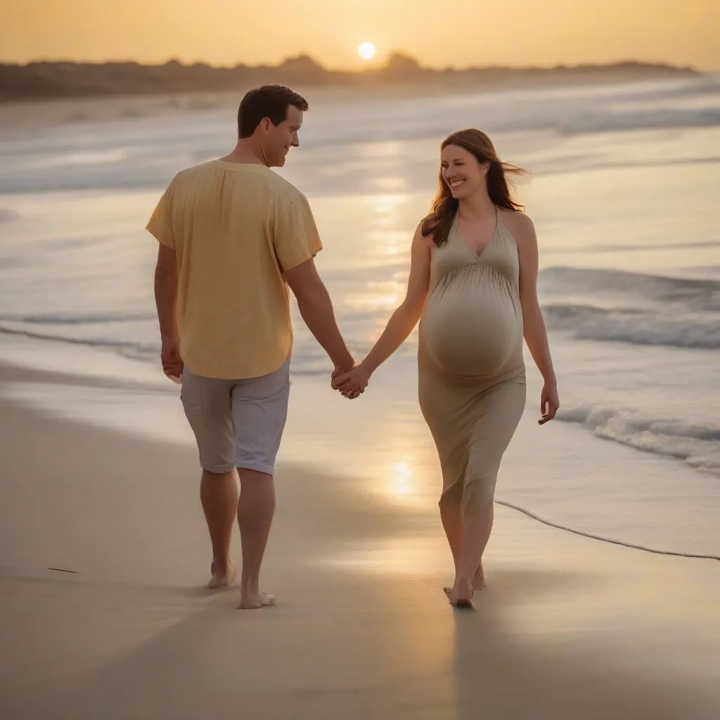 Couple on Beach Babymoon