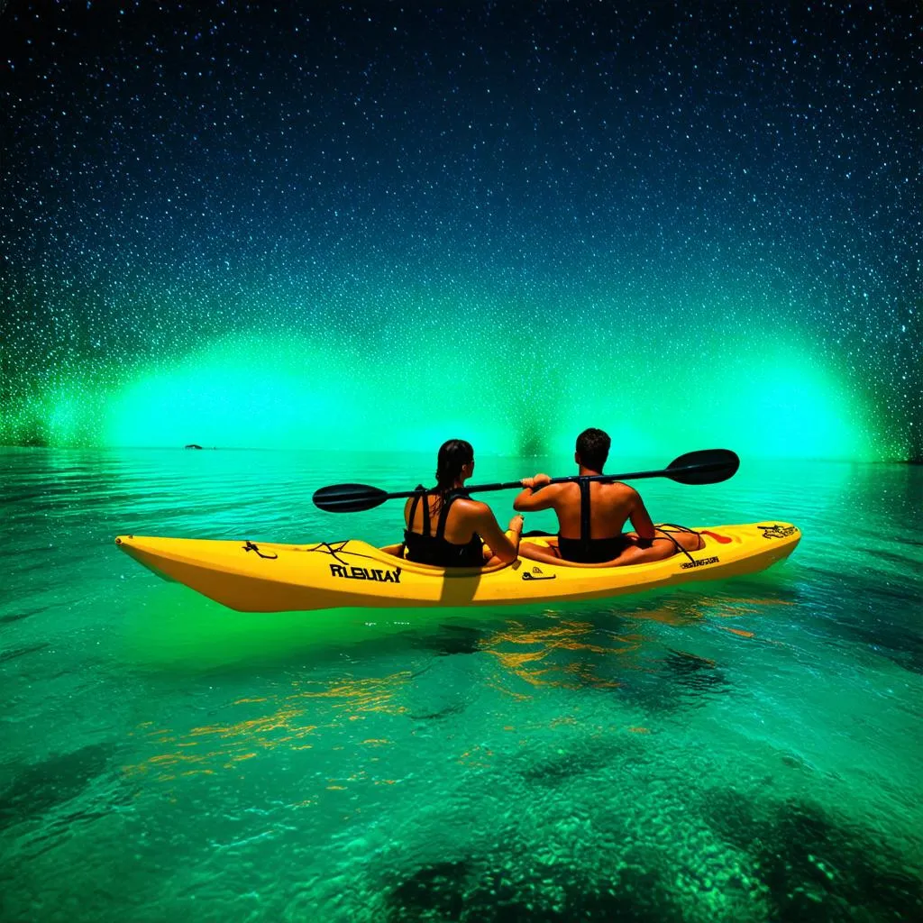 Couple Kayaking in Bioluminescent Bay