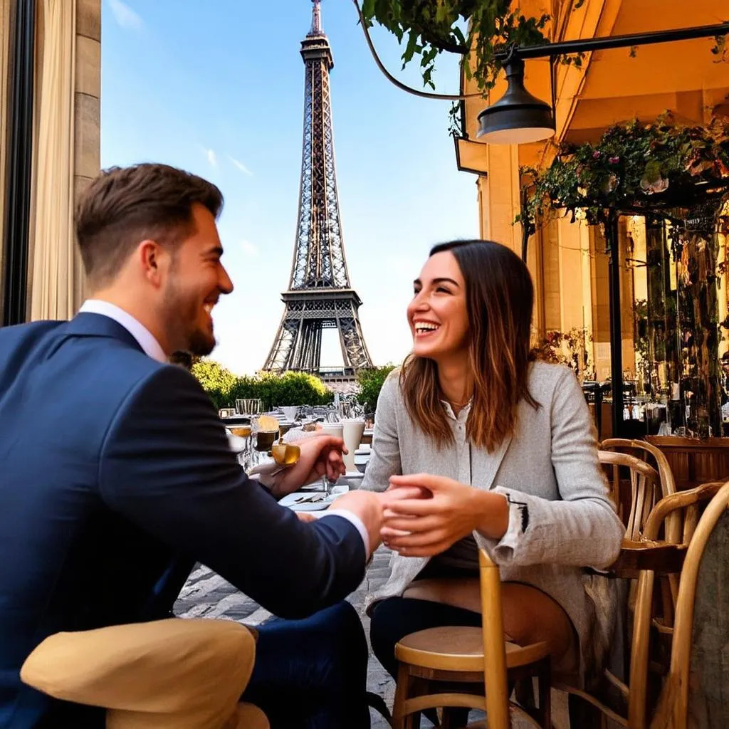 Couple Meeting for Coffee in Paris