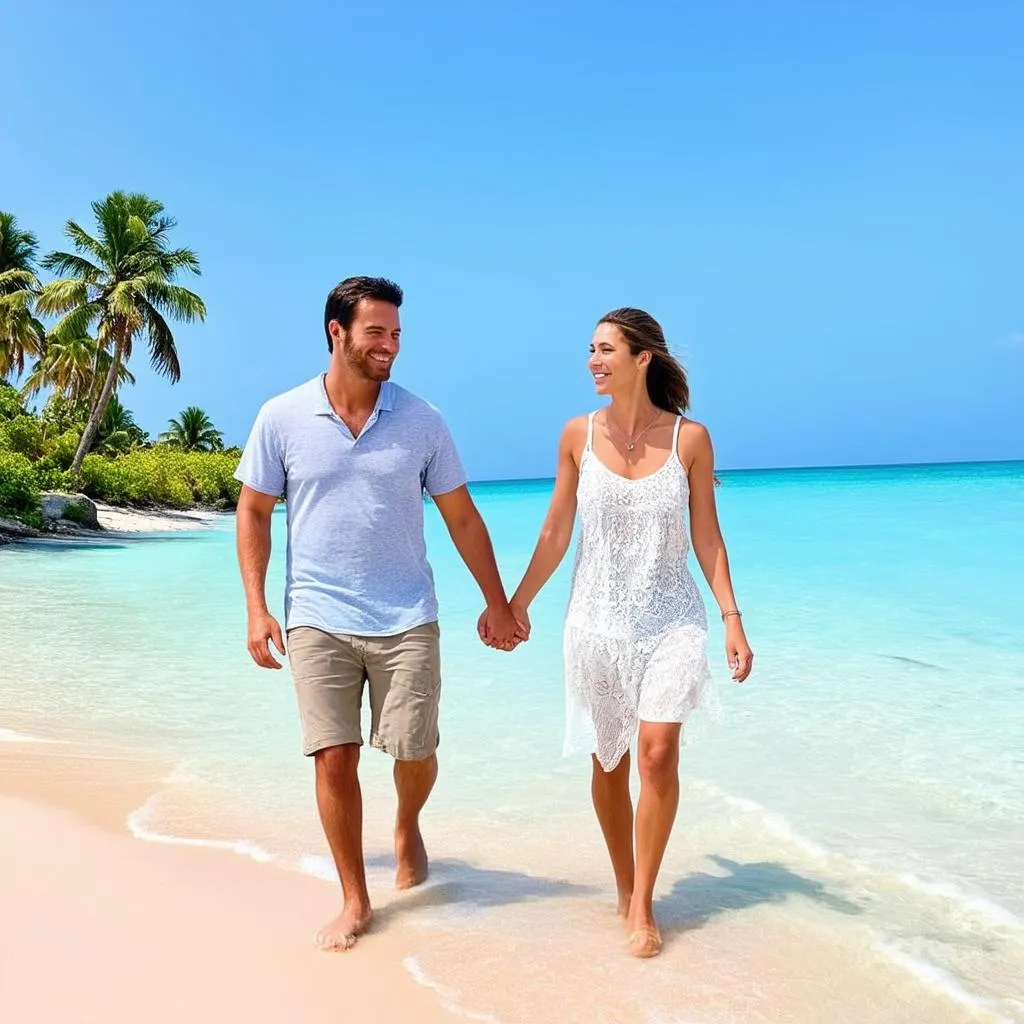 Couple enjoying a tropical vacation