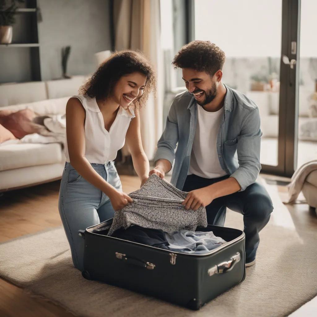 Couple Packing Suitcase