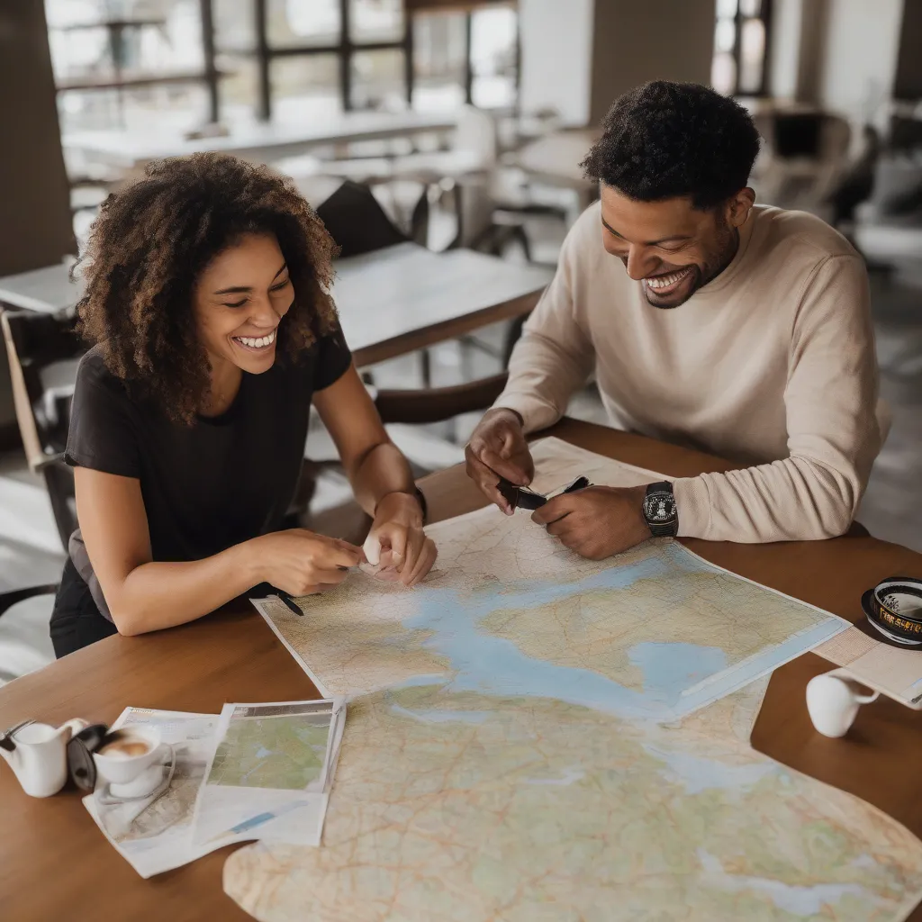 Couple Planning a Trip with a Map 