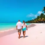 Couple Enjoying the Pink Sands Beach