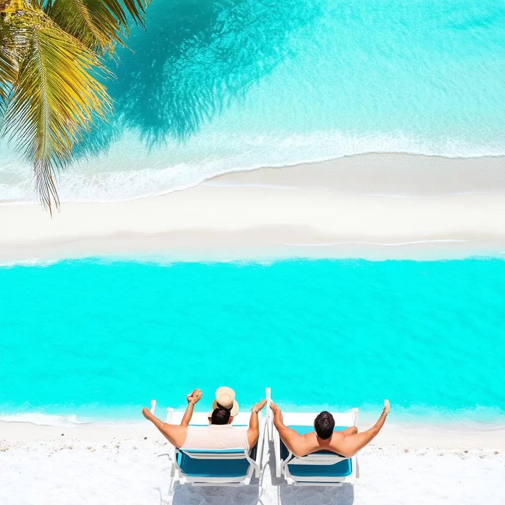 Couple Relaxing on Tropical Beach