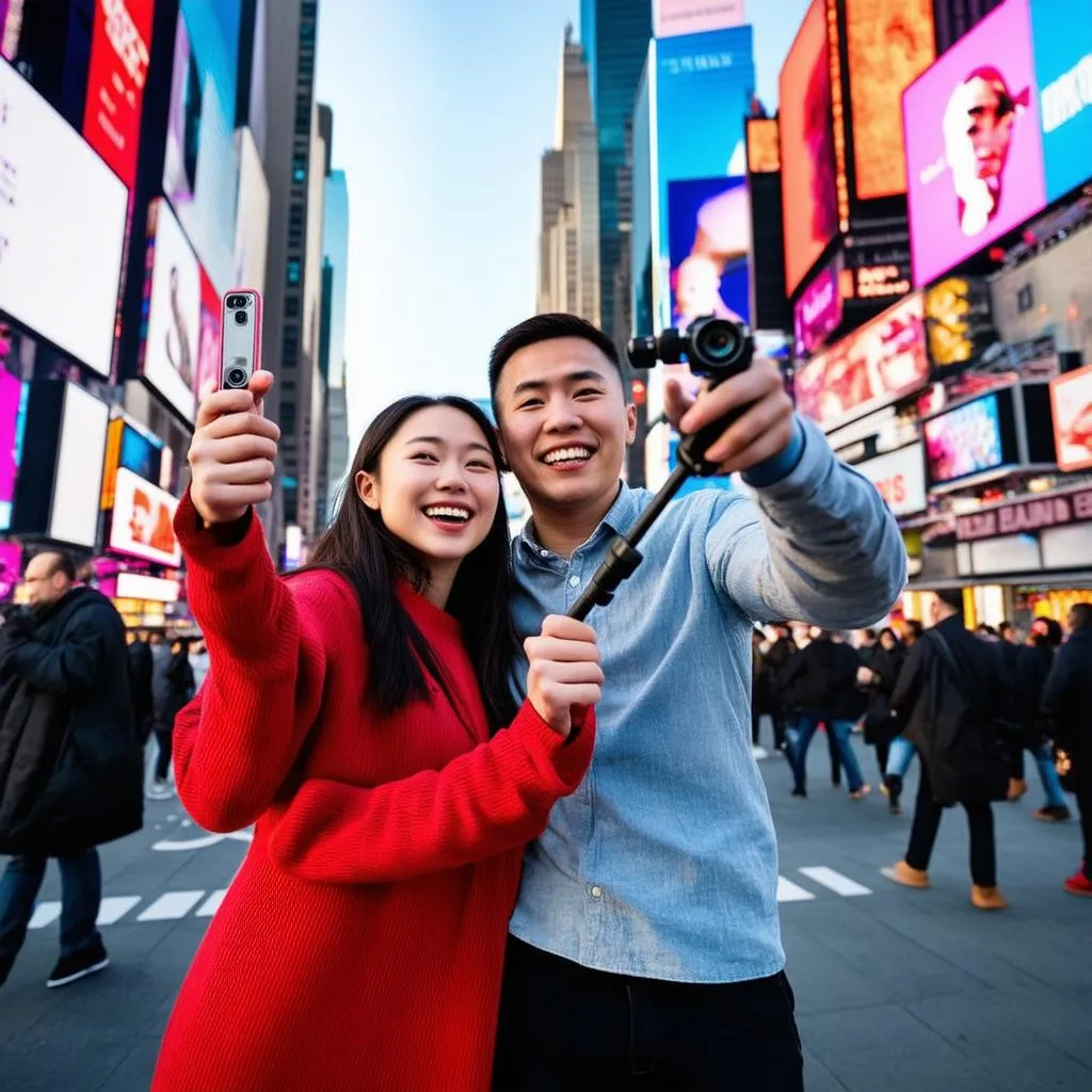 Tourists in Times Square