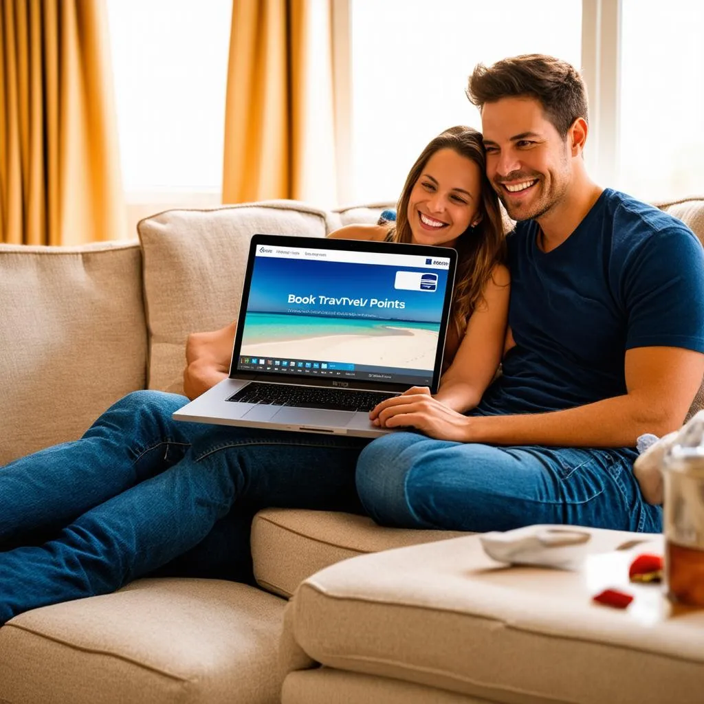 Couple Using Laptop to Book Travel