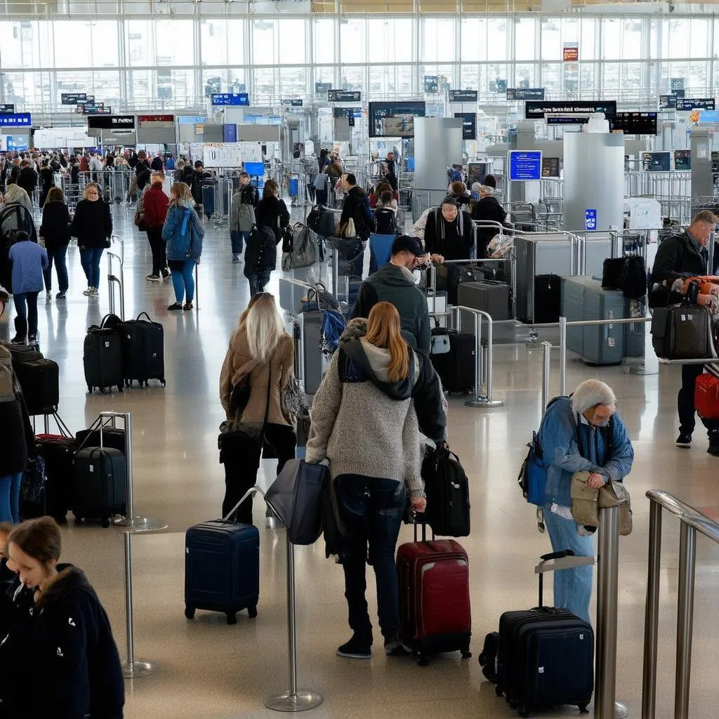 Busy Airport Terminal After Thanksgiving