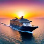 Cruise Ship Sailing at Sunset