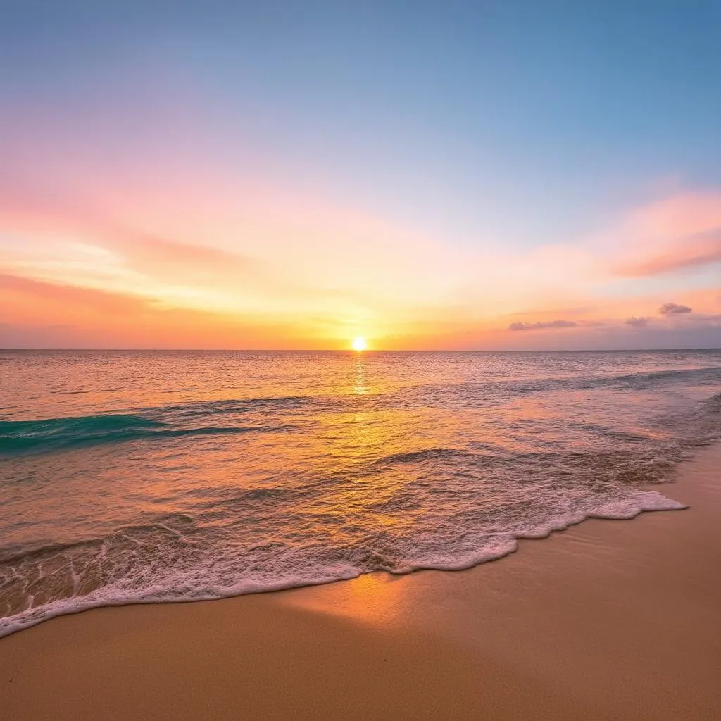 Sunset over a Cuban beach