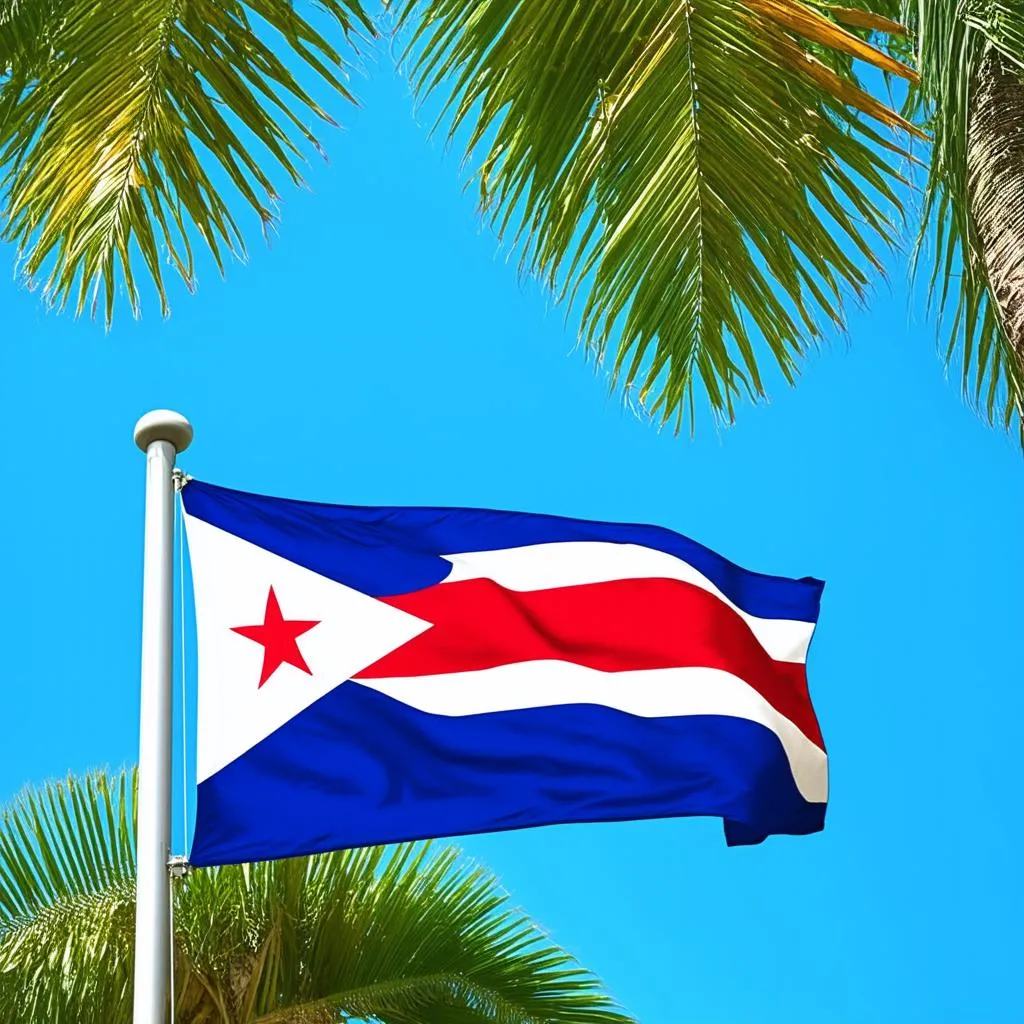 Cuban Flag Waving in the Wind