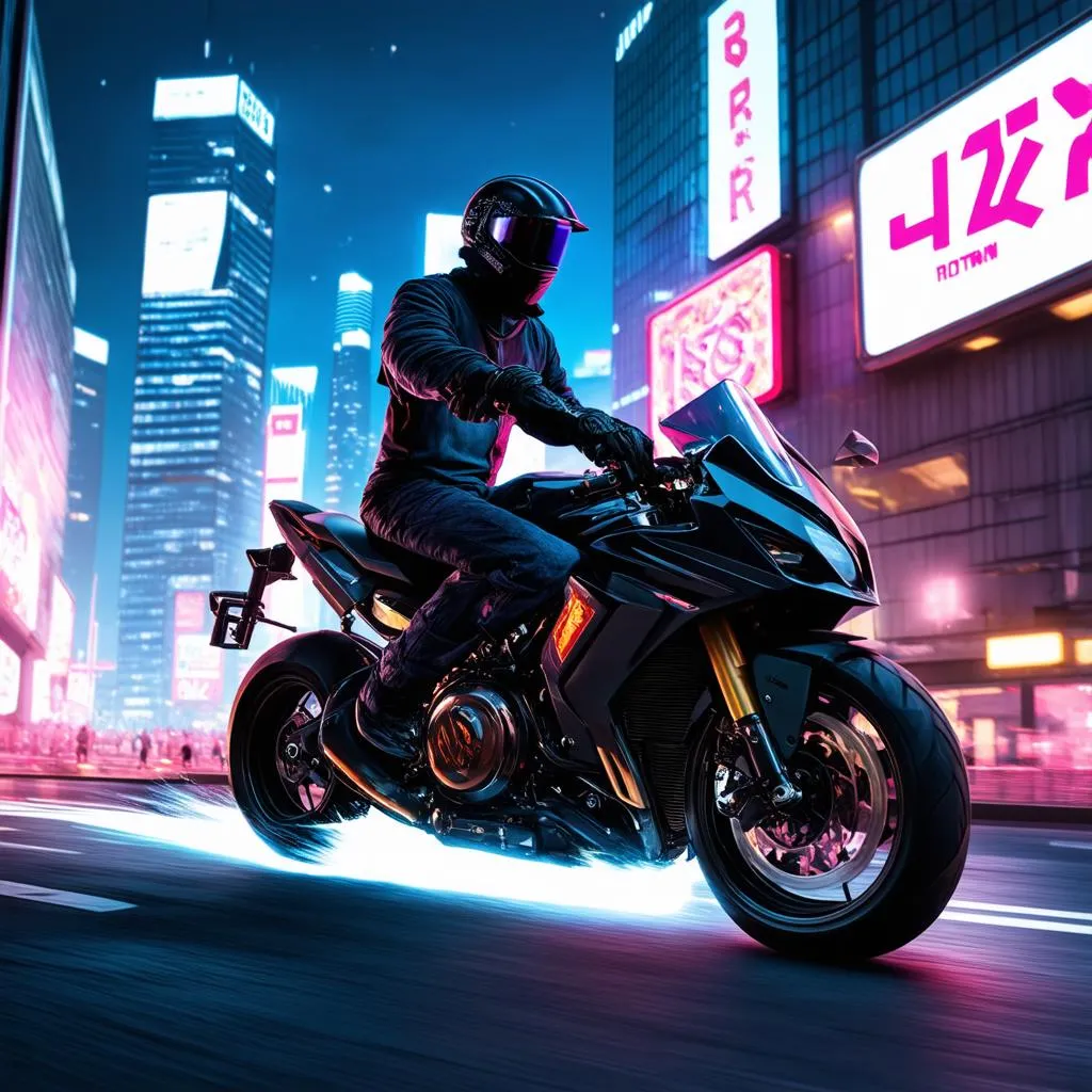 Cyberpunk 2077 motorcycle ride