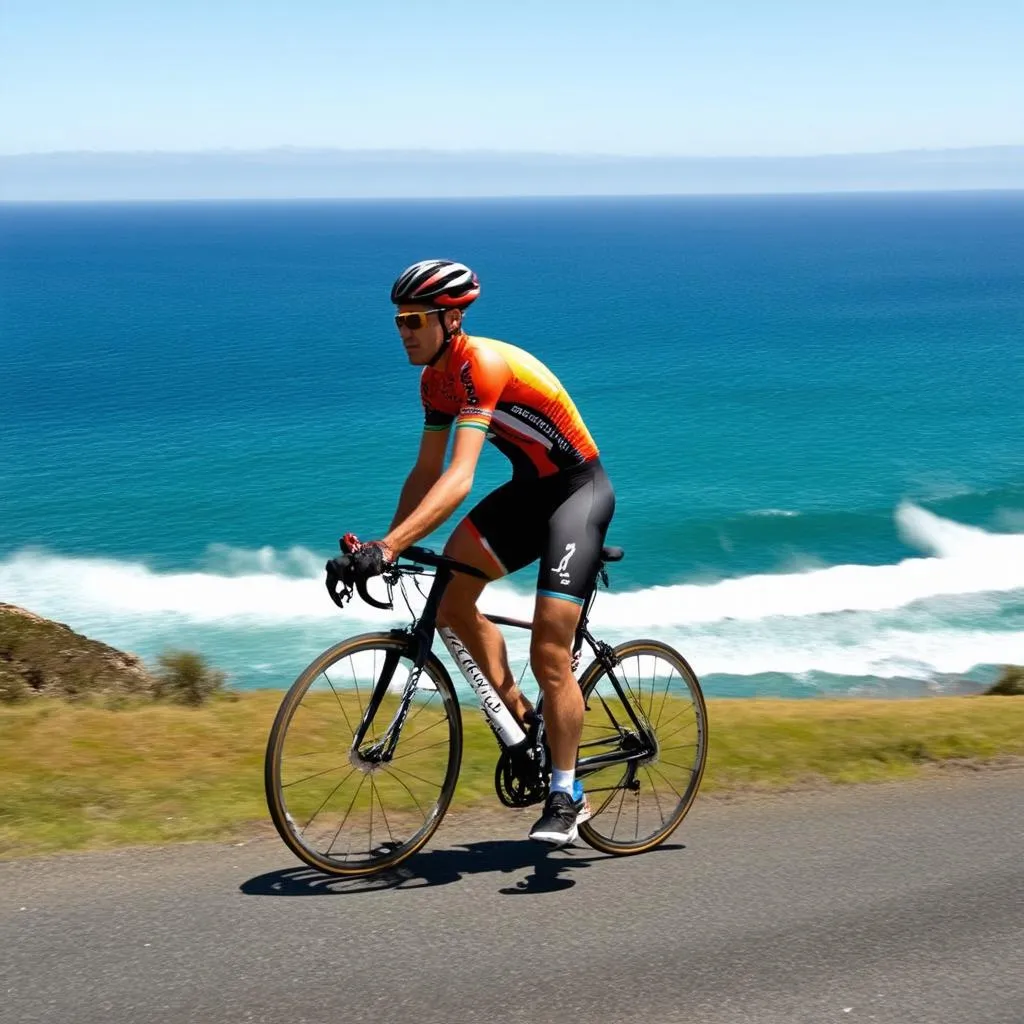 Cyclist on Coastal Road