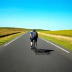 Cyclist on an open road