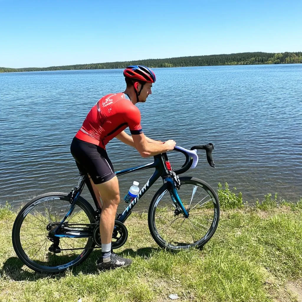 Cyclist Taking a Break