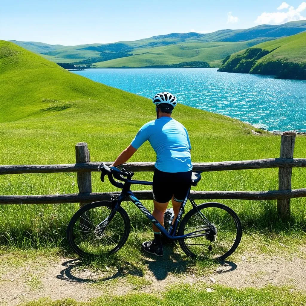  Cyclist taking a break 