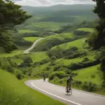 Cyclist on Winding Road