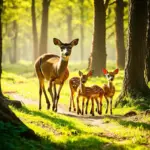 Deer Family in Forest