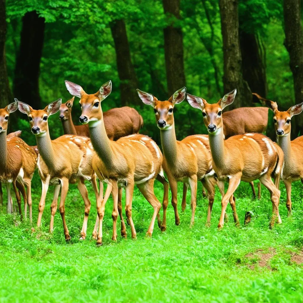 Deer Herd in Forest