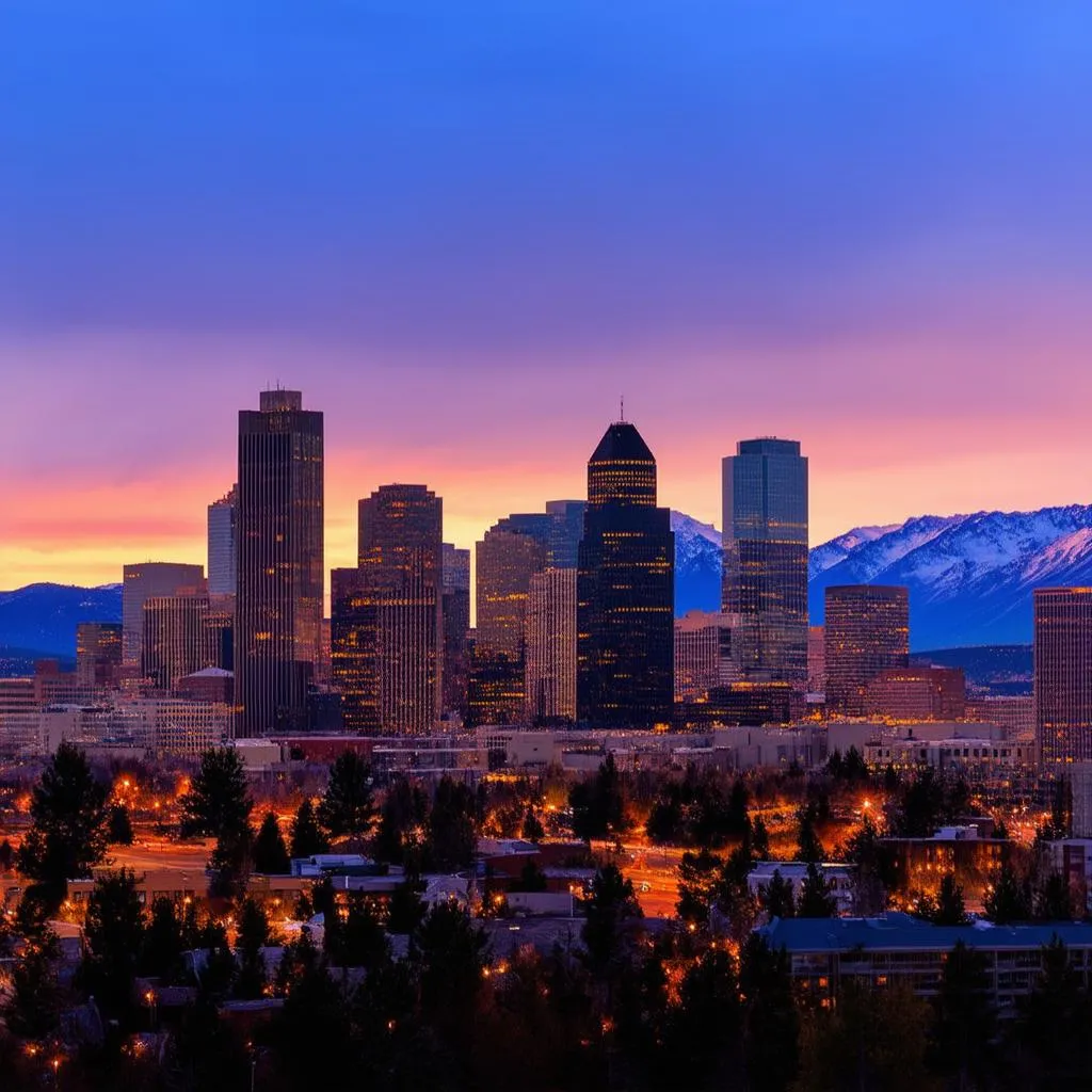 Denver Skyline at Sunset