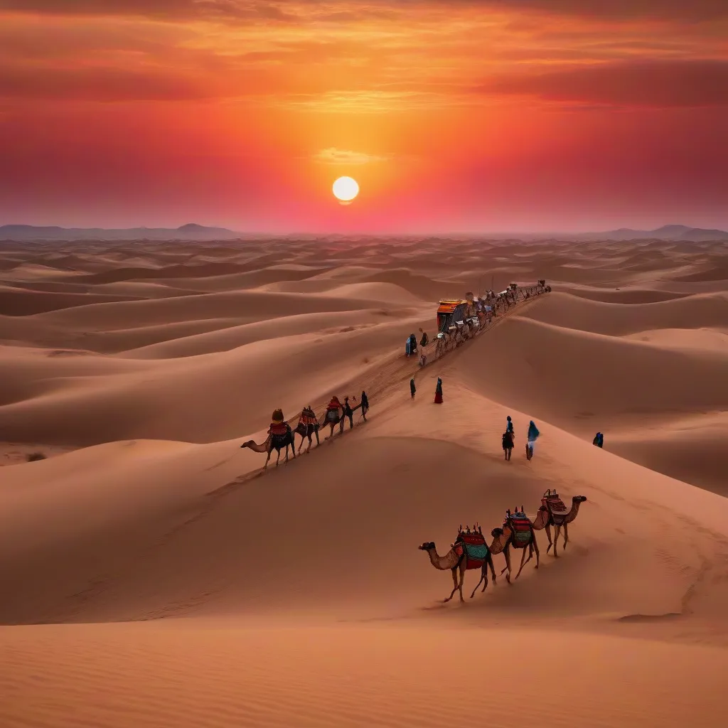 Desert travel with caravan