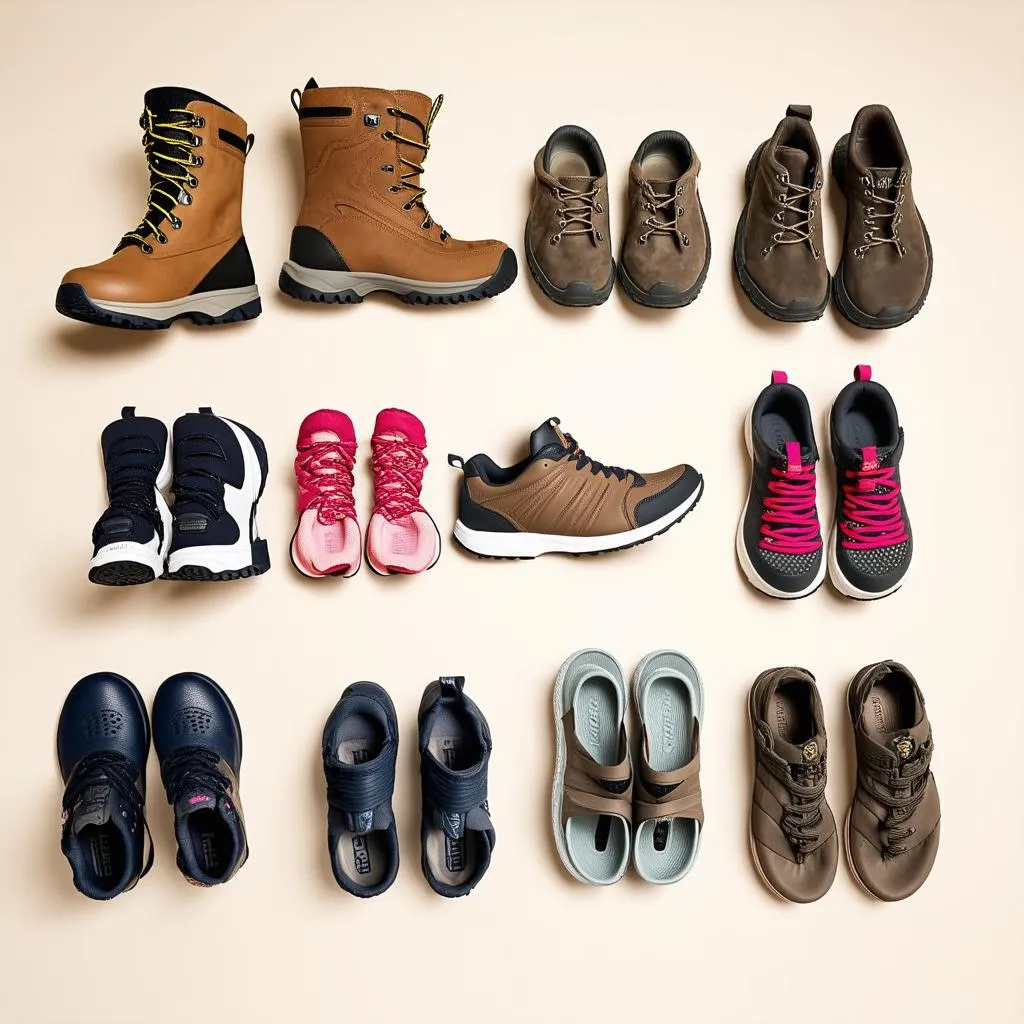 A variety of travel shoes