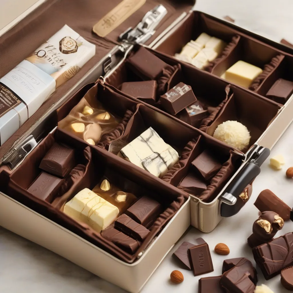 Various Chocolate Types in Suitcase