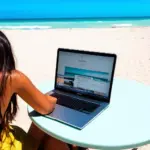 Digital Nomad Working on the Beach