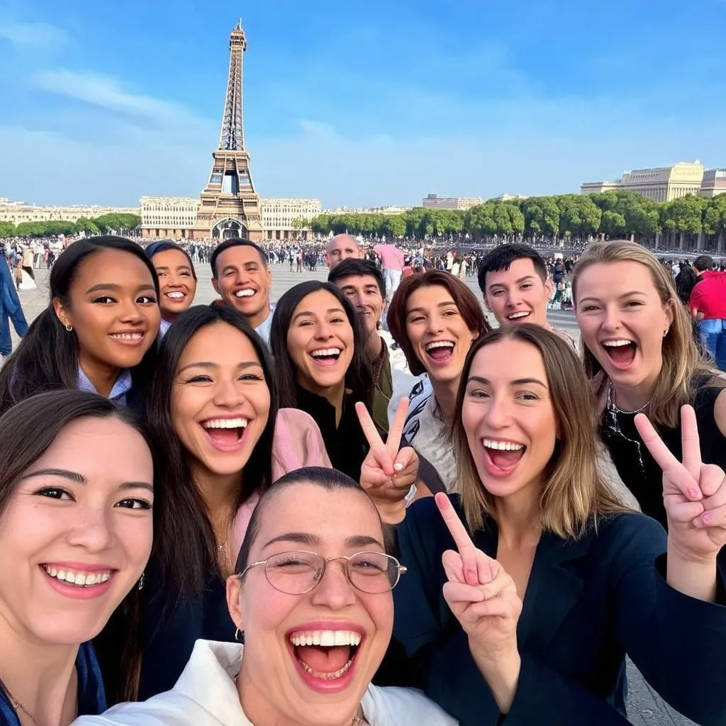 Diverse Group of Travelers Taking a Selfie