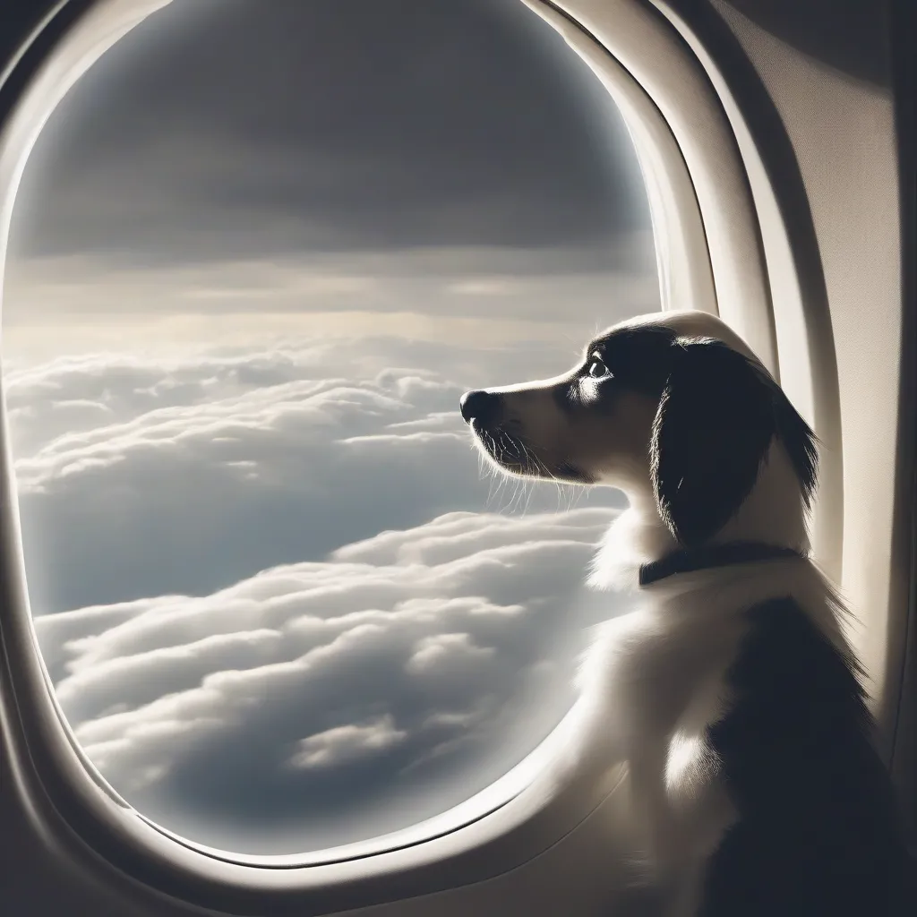 Dog Looking Out Airplane Window