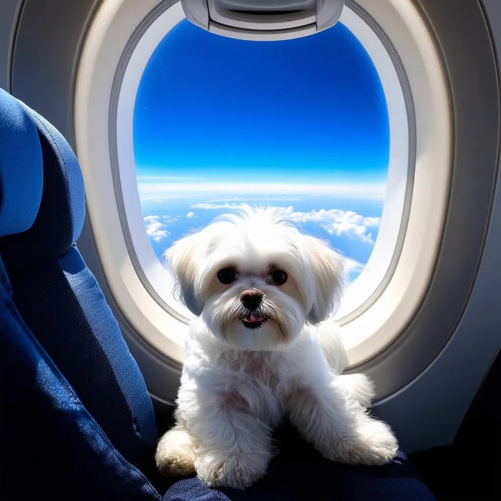 Dog Looking Out Airplane Window