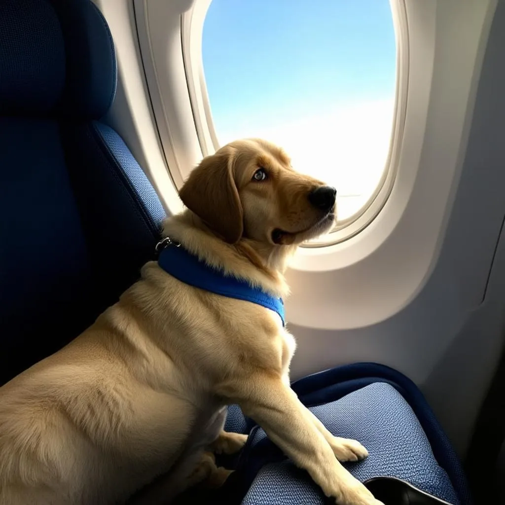 Dog Looking Out Airplane Window