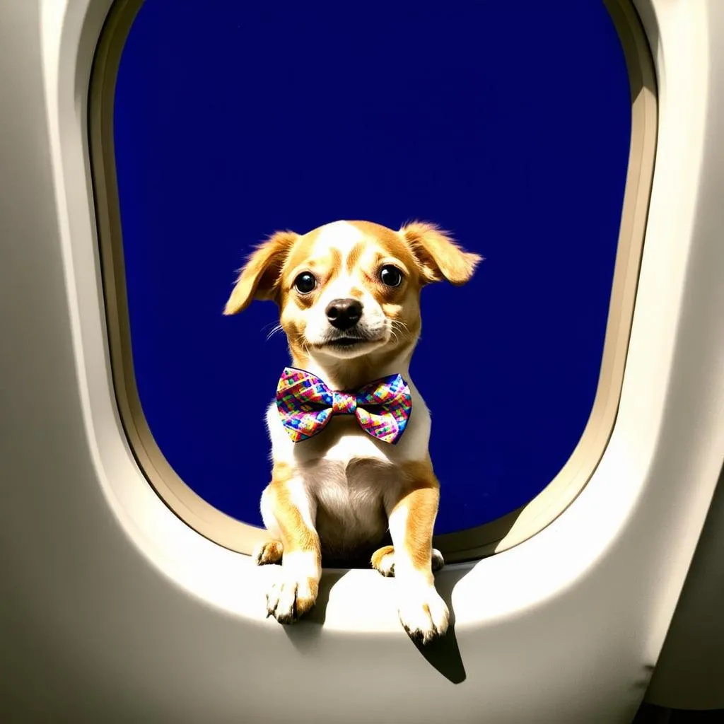 Dog Looking Out Airplane Window