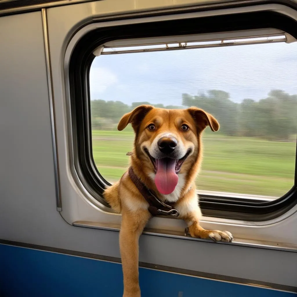 Dog on Train