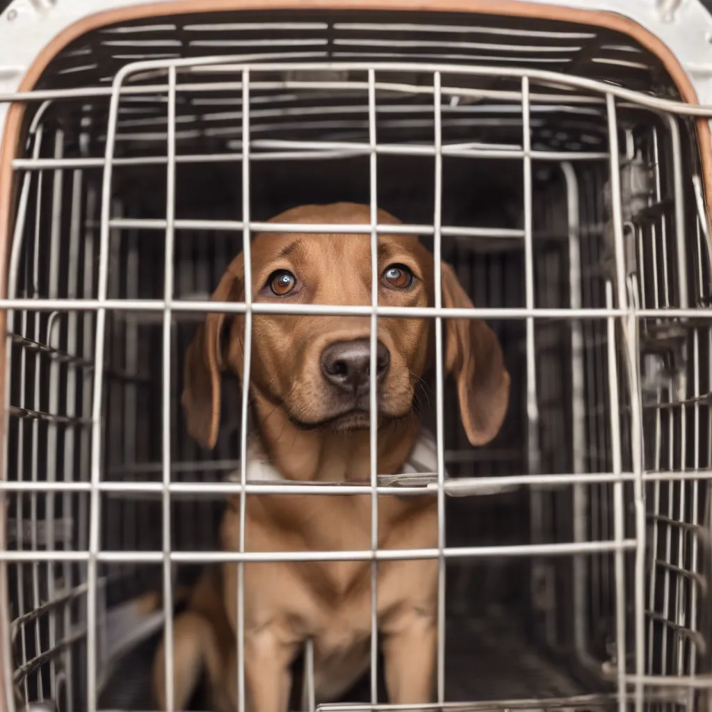 Dog in Travel Crate