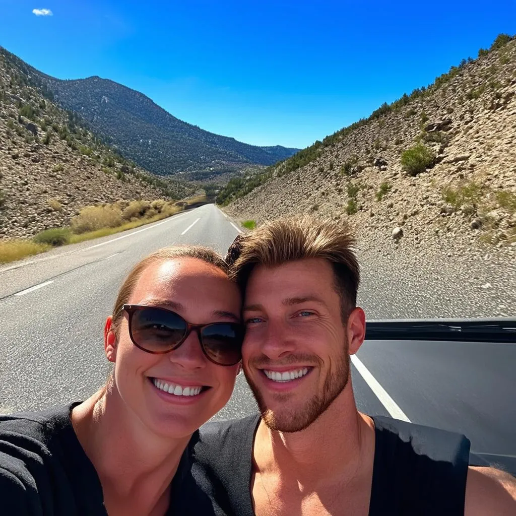 Couple Road Trip on Scenic Highway