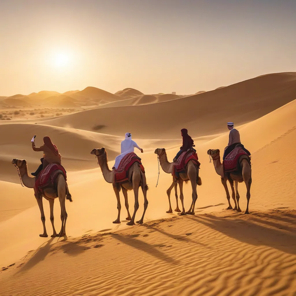 Tourists enjoying a desert safari in Dubai