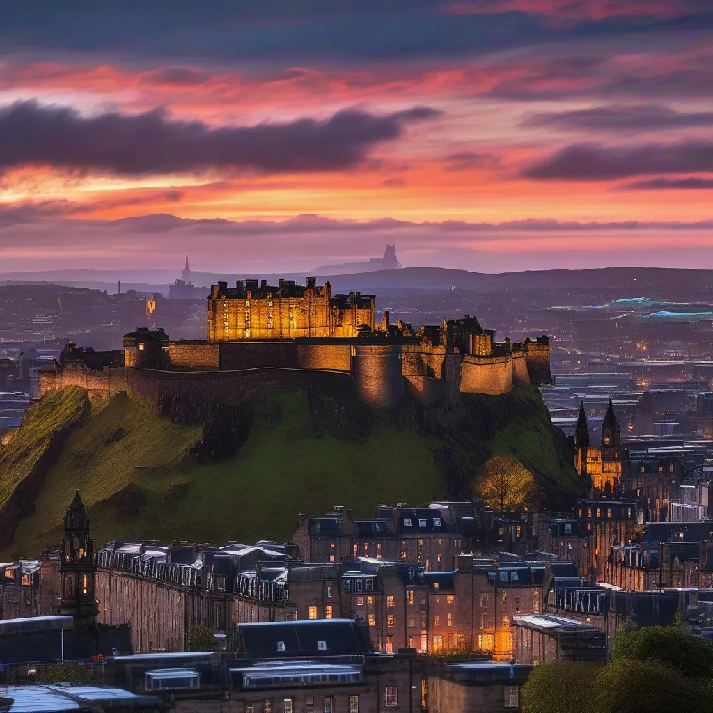 Edinburgh Castle from Calton Hill at sunset