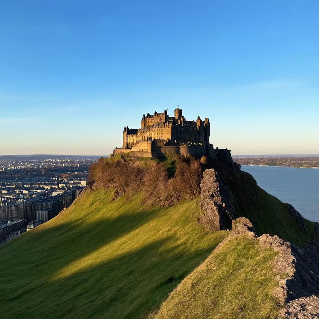 Edinburgh Castle stands majestically on a hilltop in Scotland