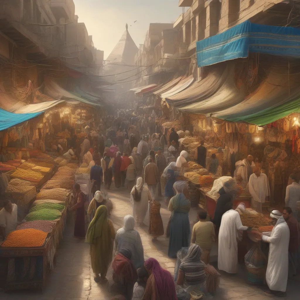 A bustling Egyptian bazaar