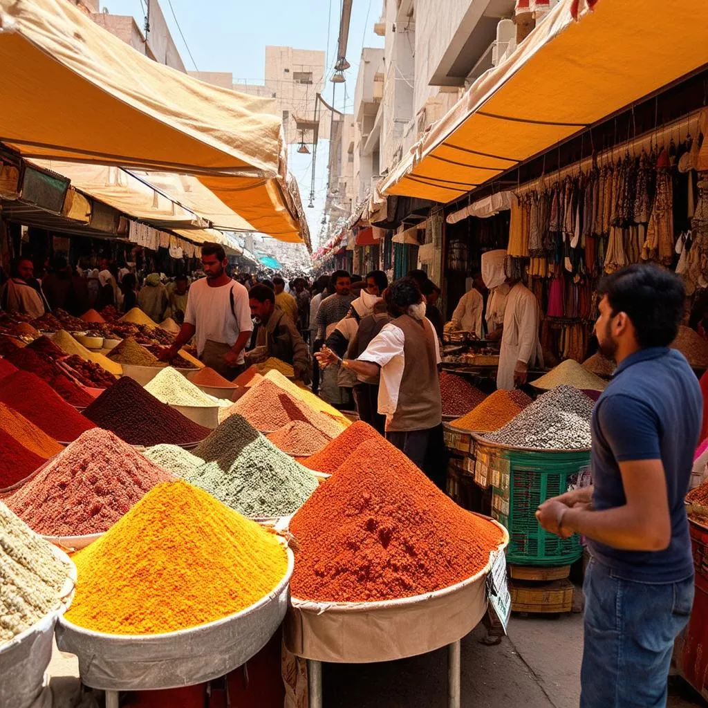 Vibrant spice market in Egypt